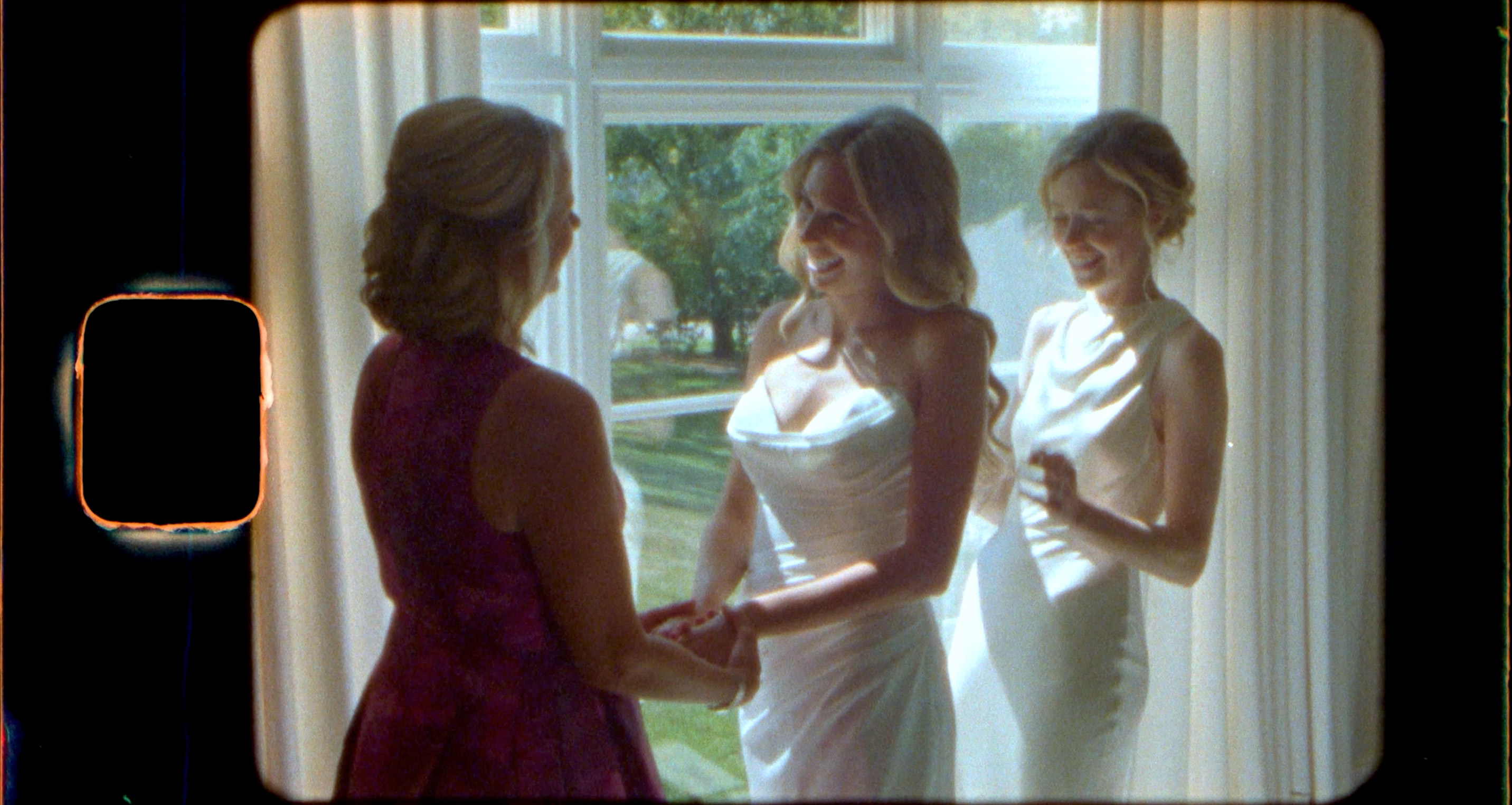 bride getting dressed, shot with super 8mm film